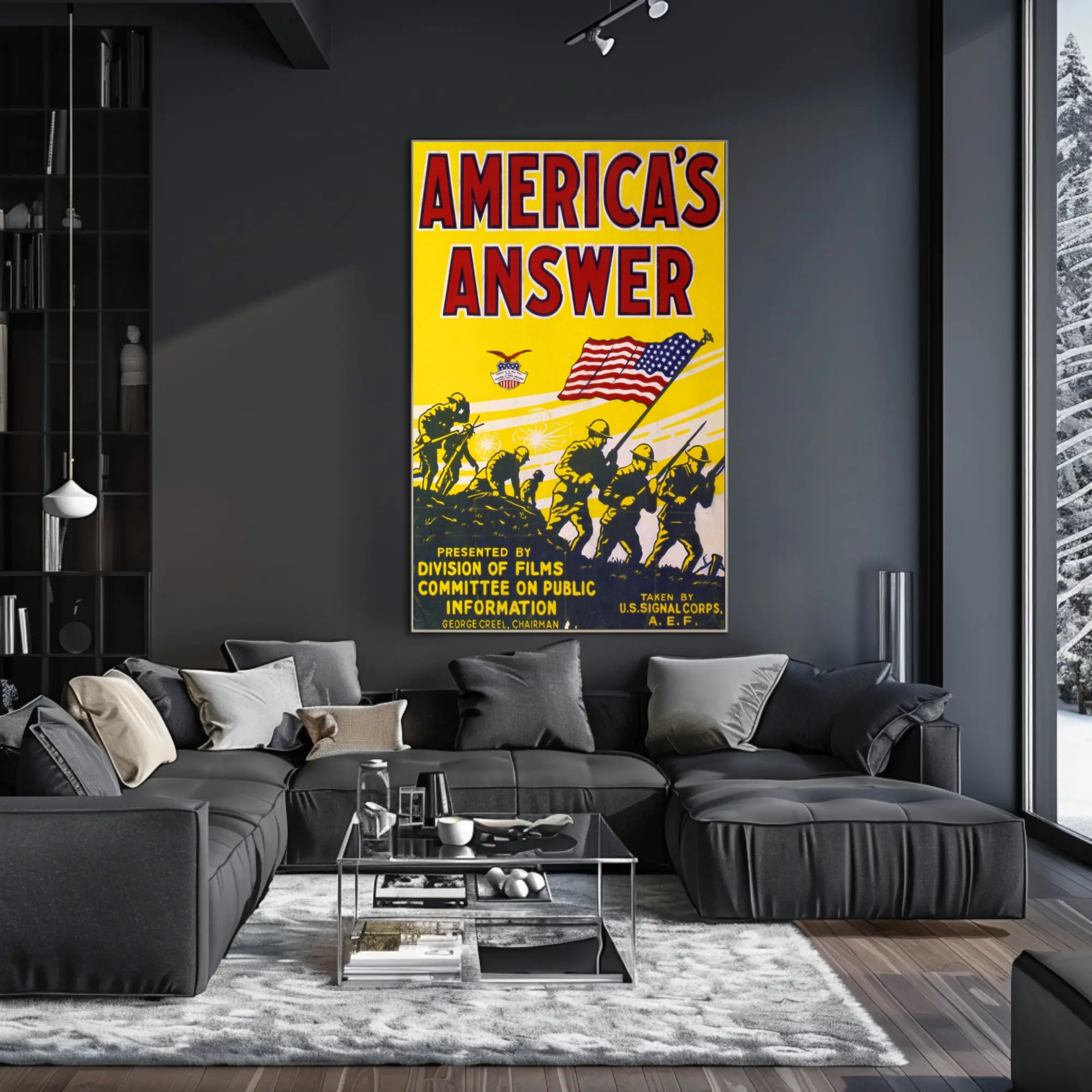 American Soldiers with Flag World War I Poster PosterGoat