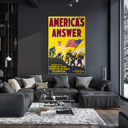 American Soldiers with Flag World War I Poster PosterGoat