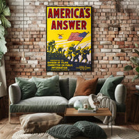 American Soldiers with Flag World War I Poster PosterGoat