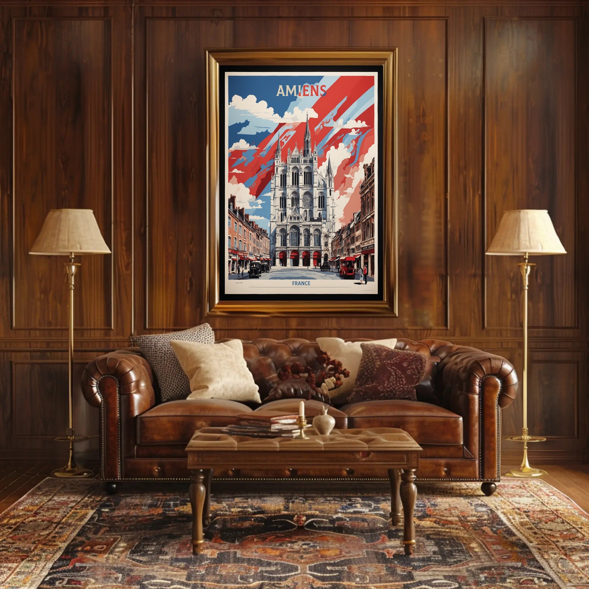 Amiens Cathedral Vibrant Cityscape Artistic Poster PosterGoat