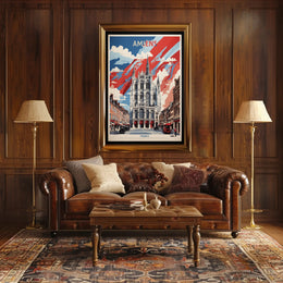 Amiens Cathedral Vibrant Cityscape Artistic Poster PosterGoat