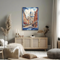Amiens Cathedral Watercolor Art Print - Urban Cityscape Poster PosterGoat