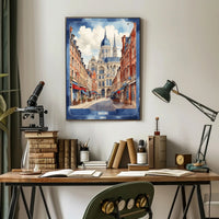 Amiens Cathedral Watercolor Art Print - Urban Cityscape Poster PosterGoat