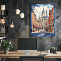 Amiens Cathedral Watercolor Art Print - Urban Cityscape Poster PosterGoat