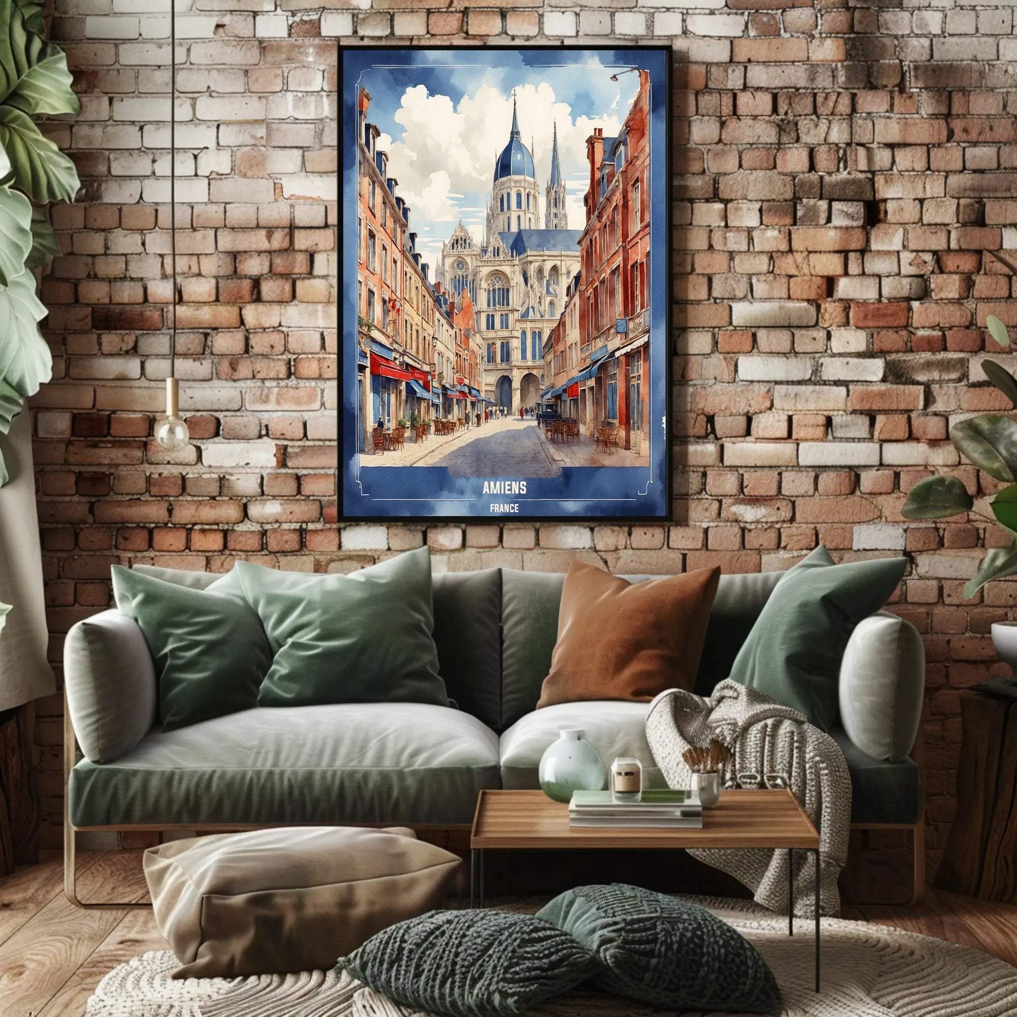 Amiens Cathedral Watercolor Art Print - Urban Cityscape Poster PosterGoat