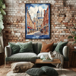 Amiens Cathedral Watercolor Art Print - Urban Cityscape Poster PosterGoat