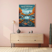 Amsterdam Autumn Scene: Vibrant Urban Cityscape Poster PosterGoat