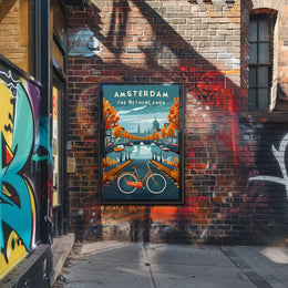 Amsterdam Autumn Scene: Vibrant Urban Cityscape Poster PosterGoat