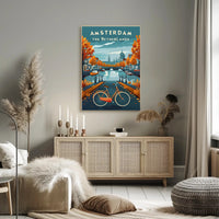 Amsterdam Autumn Scene: Vibrant Urban Cityscape Poster PosterGoat