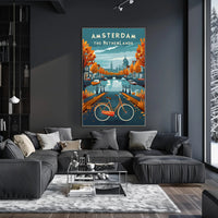 Amsterdam Autumn Scene: Vibrant Urban Cityscape Poster PosterGoat
