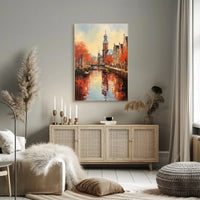 Amsterdam Canal Autumn Scene: Impressionistic Travel Poster PosterGoat