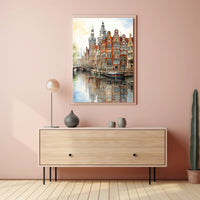 Amsterdam Canal Cityscape Watercolor Travel Poster PosterGoat