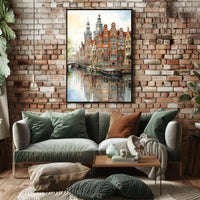 Amsterdam Canal Cityscape Watercolor Travel Poster PosterGoat