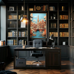 Amsterdam Canal Houses Artistry Travel Poster PosterGoat