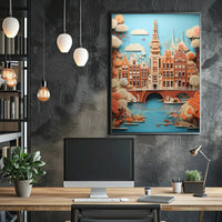 Amsterdam Canal Houses Artistry Travel Poster PosterGoat