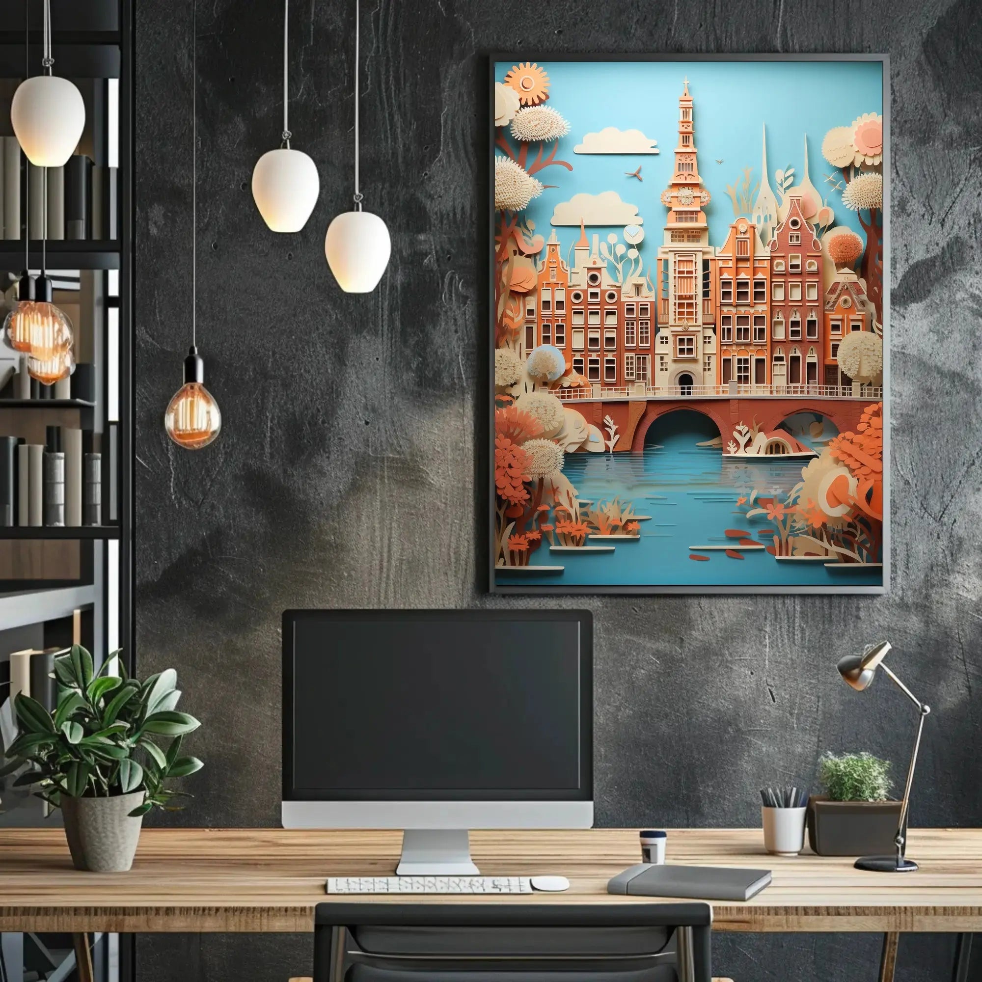 Amsterdam Canal Houses Artistry Travel Poster PosterGoat