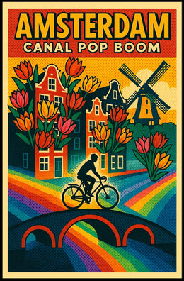 Amsterdam Canal Pop Boom Travel Poster PosterGoat