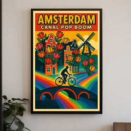 Amsterdam Canal Pop Boom Travel Poster PosterGoat