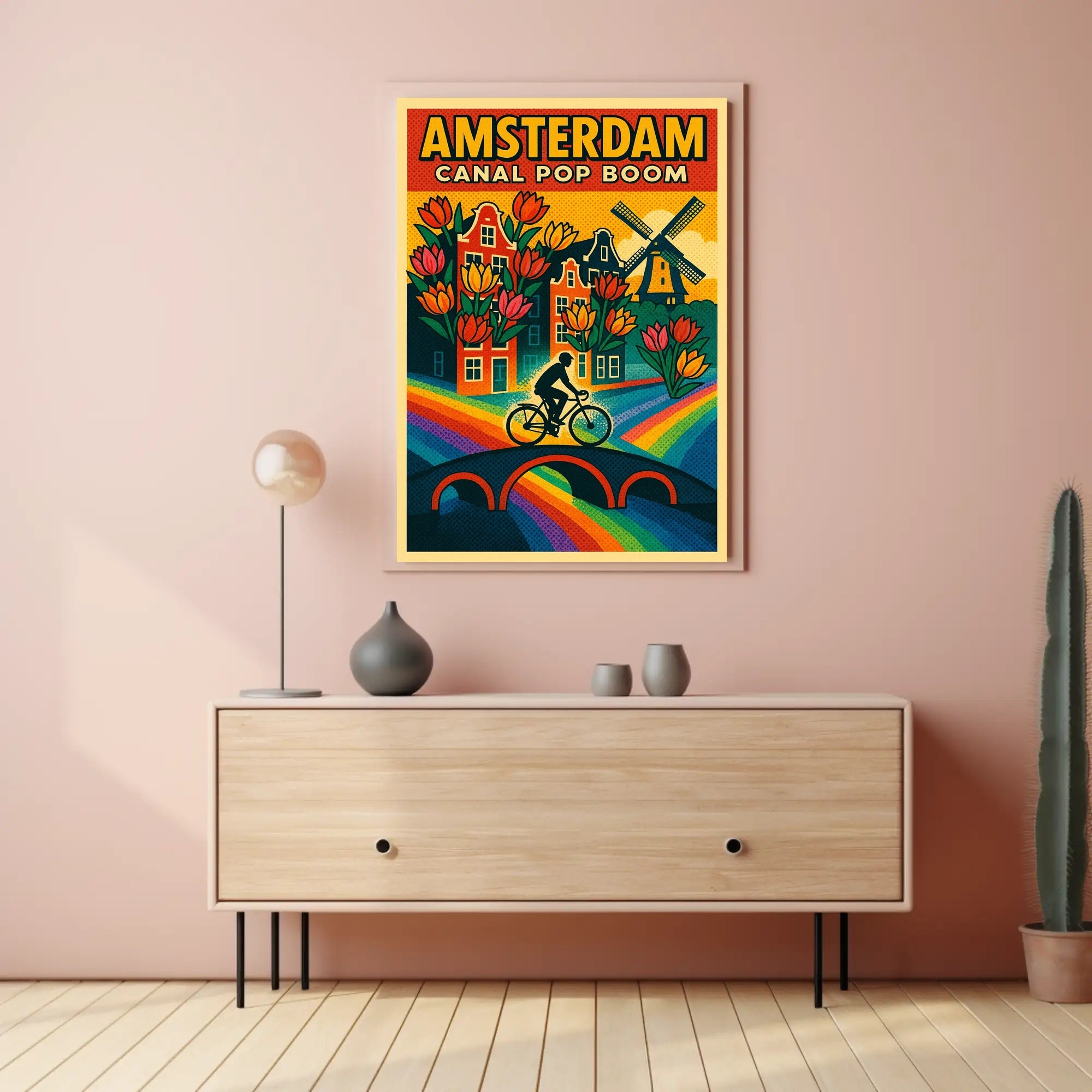 Amsterdam Canal Pop Boom Travel Poster PosterGoat