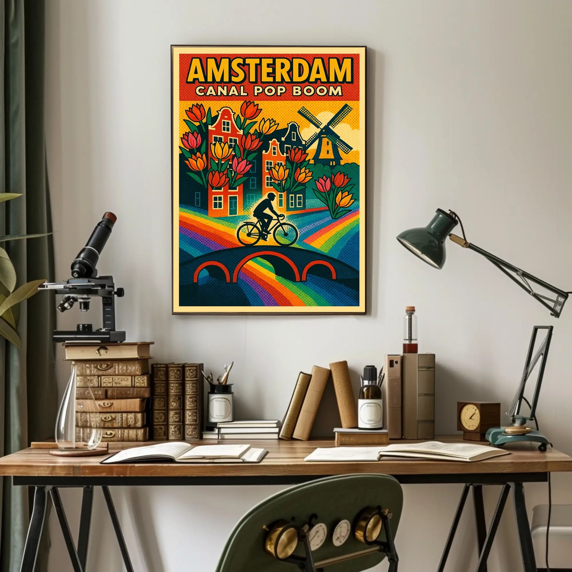 Amsterdam Canal Pop Boom Travel Poster PosterGoat