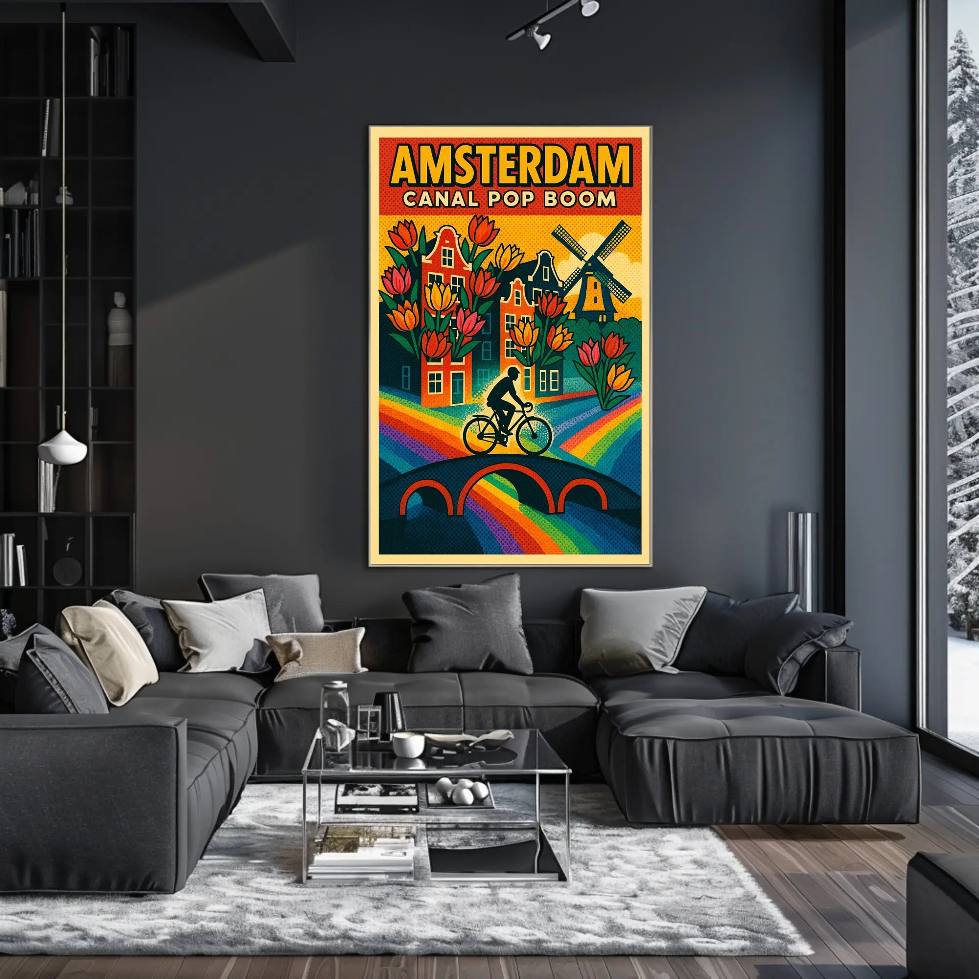 Amsterdam Canal Pop Boom Travel Poster PosterGoat