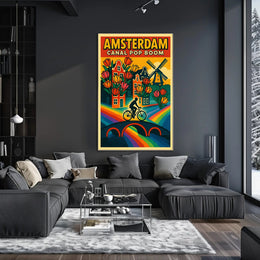 Amsterdam Canal Pop Boom Travel Poster PosterGoat