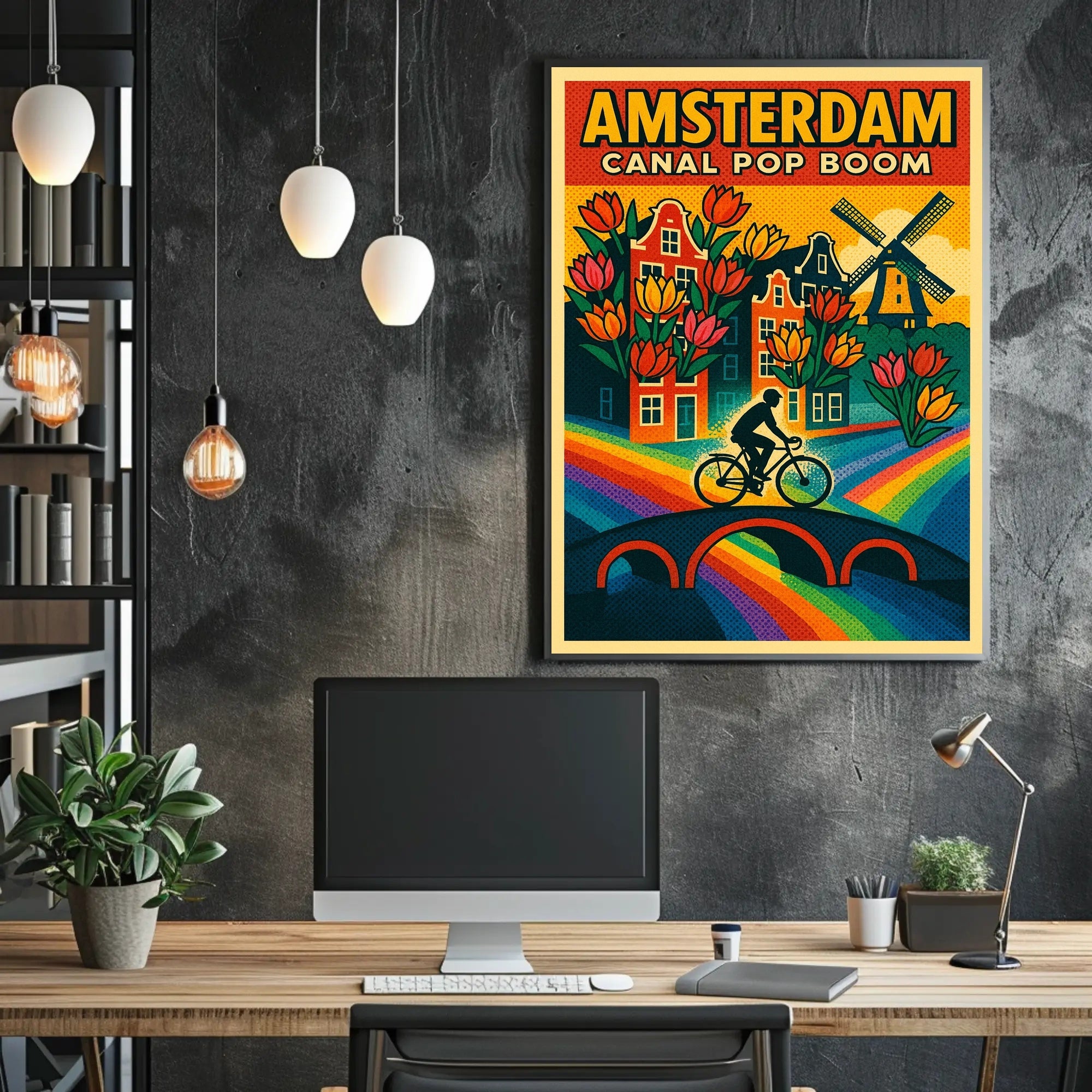 Amsterdam Canal Pop Boom Travel Poster PosterGoat