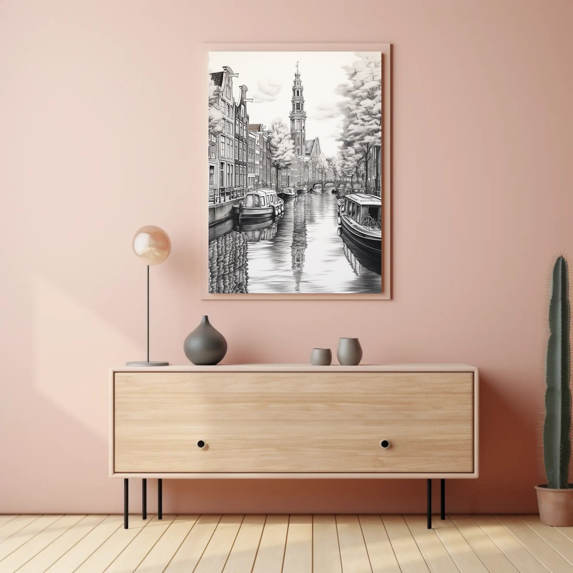 Amsterdam Canal Scene Vintage Illustration Travel Poster PosterGoat
