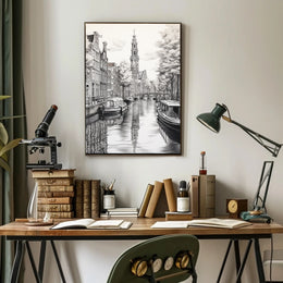 Amsterdam Canal Scene Vintage Illustration Travel Poster PosterGoat