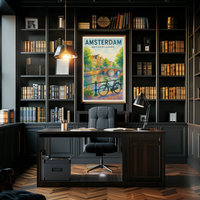 Amsterdam Canal Scene Watercolor Travel Poster PosterGoat