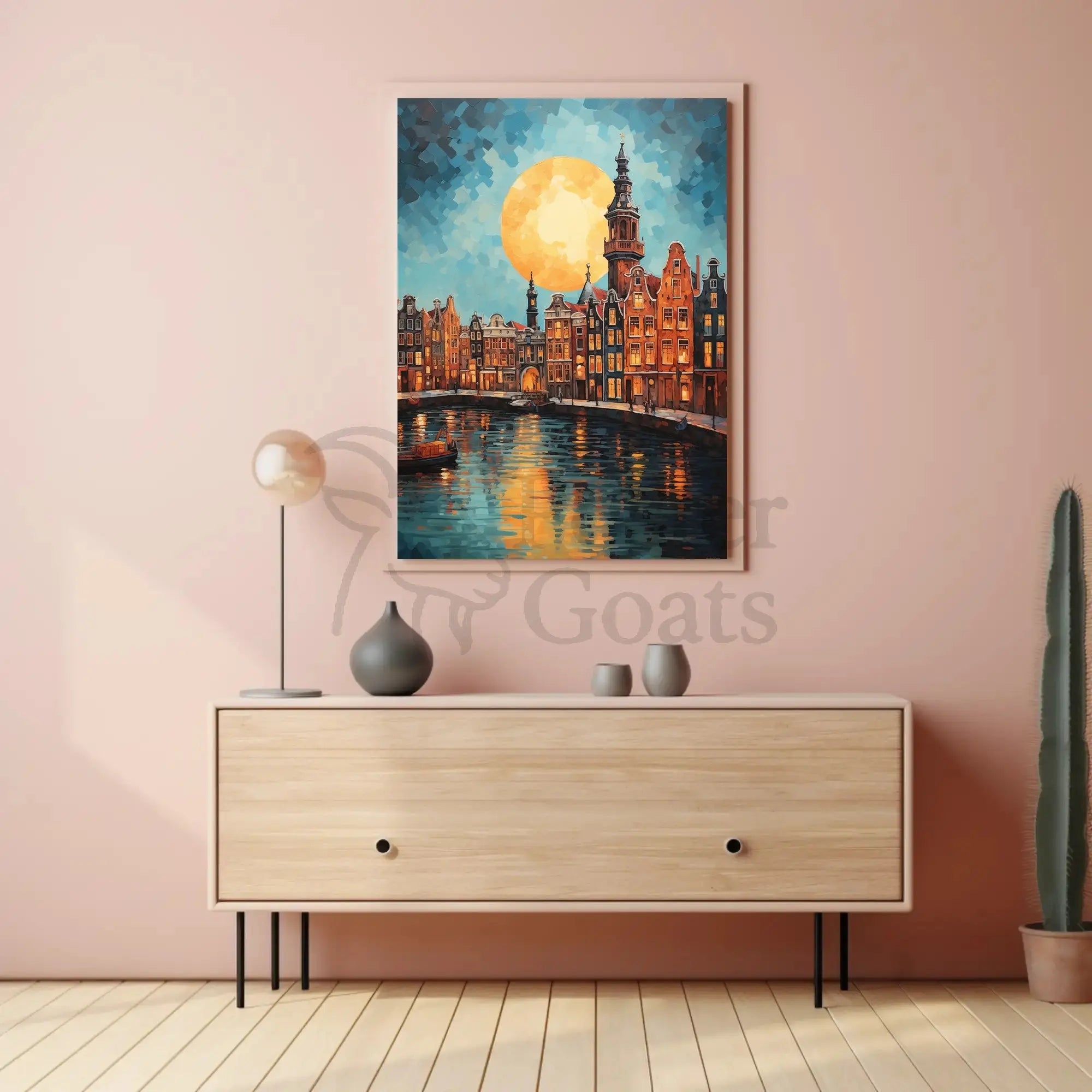 Amsterdam Canal Scene: Vibrant Impressionist Travel Poster PosterGoat