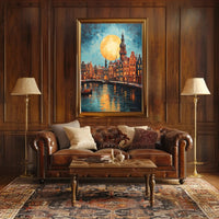 Amsterdam Canal Scene: Vibrant Impressionist Travel Poster PosterGoat