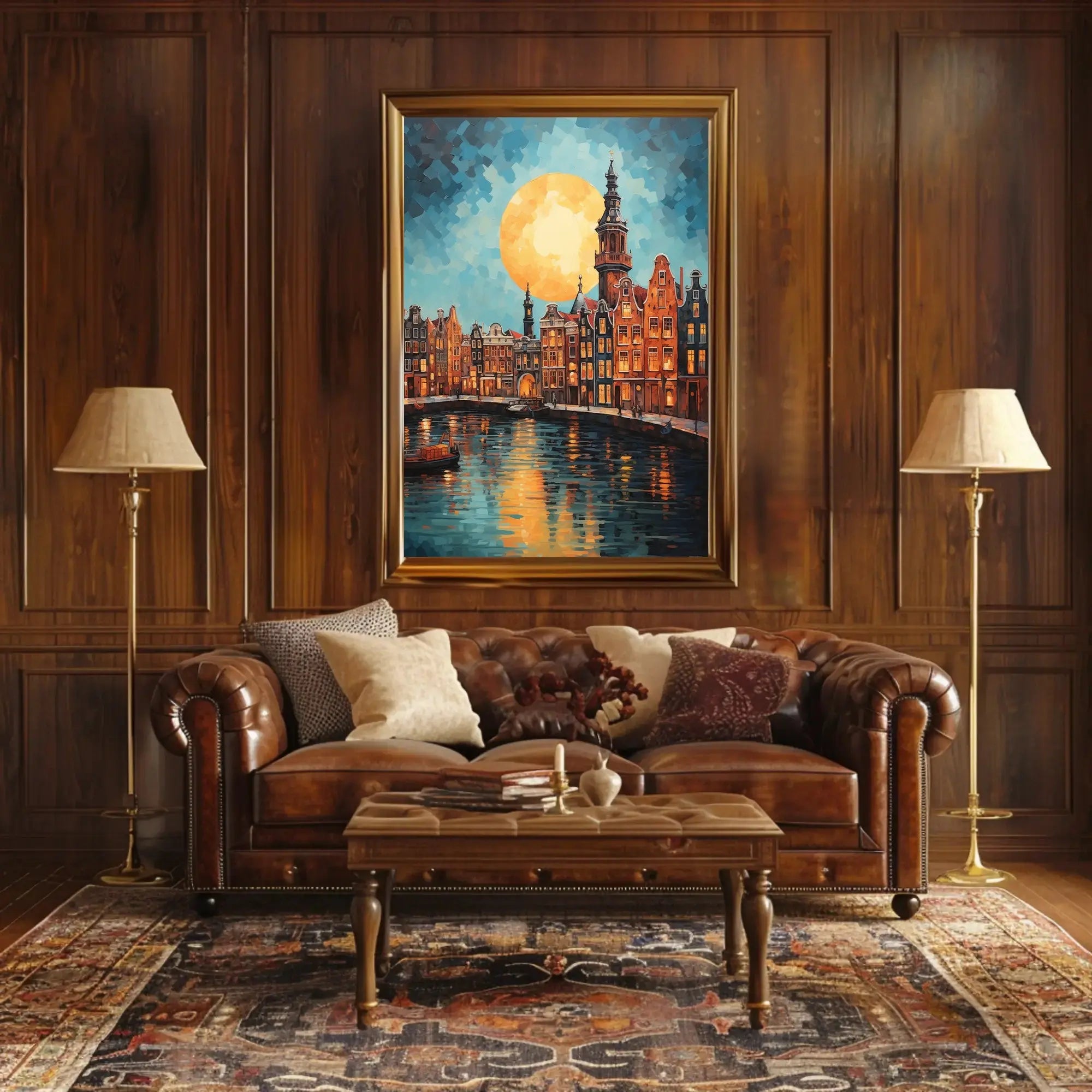 Amsterdam Canal Scene: Vibrant Impressionist Travel Poster PosterGoat