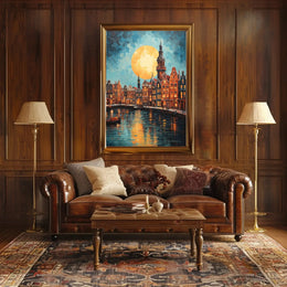 Amsterdam Canal Scene: Vibrant Impressionist Travel Poster PosterGoat