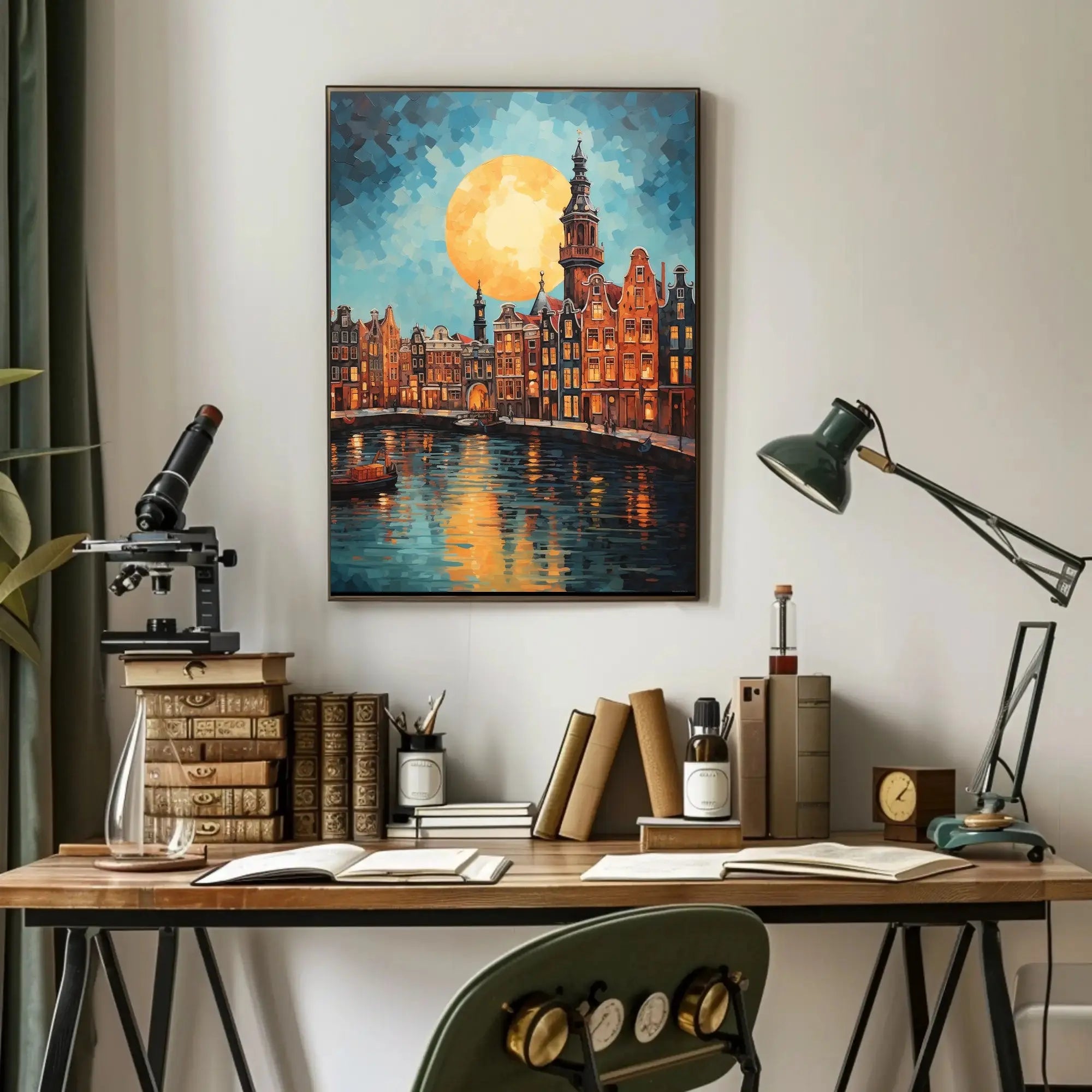 Amsterdam Canal Scene: Vibrant Impressionist Travel Poster PosterGoat