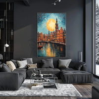 Amsterdam Canal Scene: Vibrant Impressionist Travel Poster PosterGoat