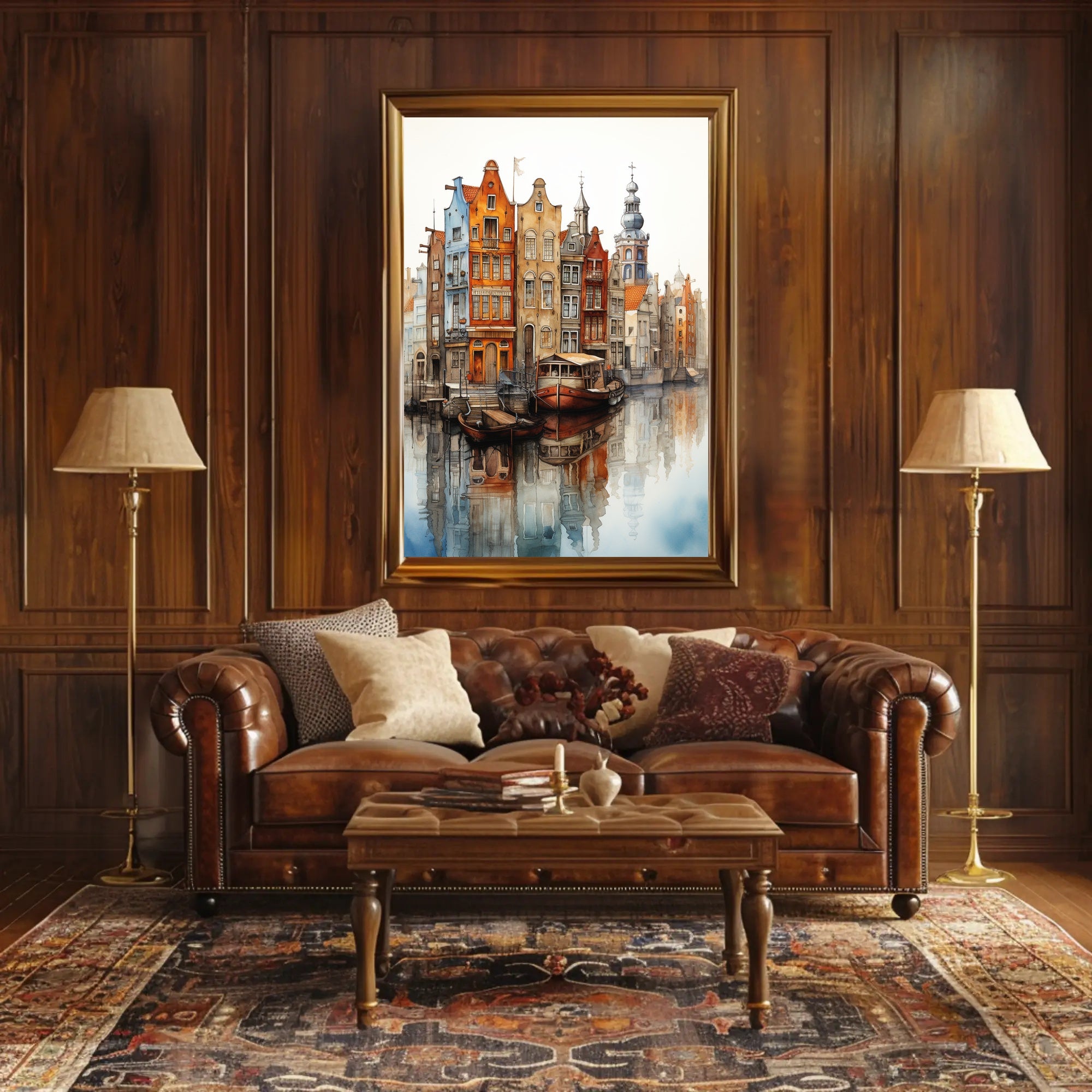 Amsterdam Canal View: Watercolor Serenity Travel Poster PosterGoat