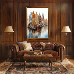 Amsterdam Canal View: Watercolor Serenity Travel Poster PosterGoat