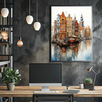 Amsterdam Canal View: Watercolor Serenity Travel Poster PosterGoat