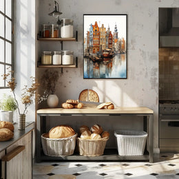 Amsterdam Canal View: Watercolor Serenity Travel Poster PosterGoat