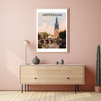 Amsterdam Canal and Bridge Travel Poster PosterGoat