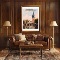 Amsterdam Canal and Bridge Travel Poster PosterGoat