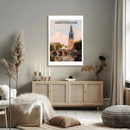 Amsterdam Canal and Bridge Travel Poster PosterGoat
