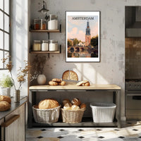 Amsterdam Canal and Bridge Travel Poster PosterGoat