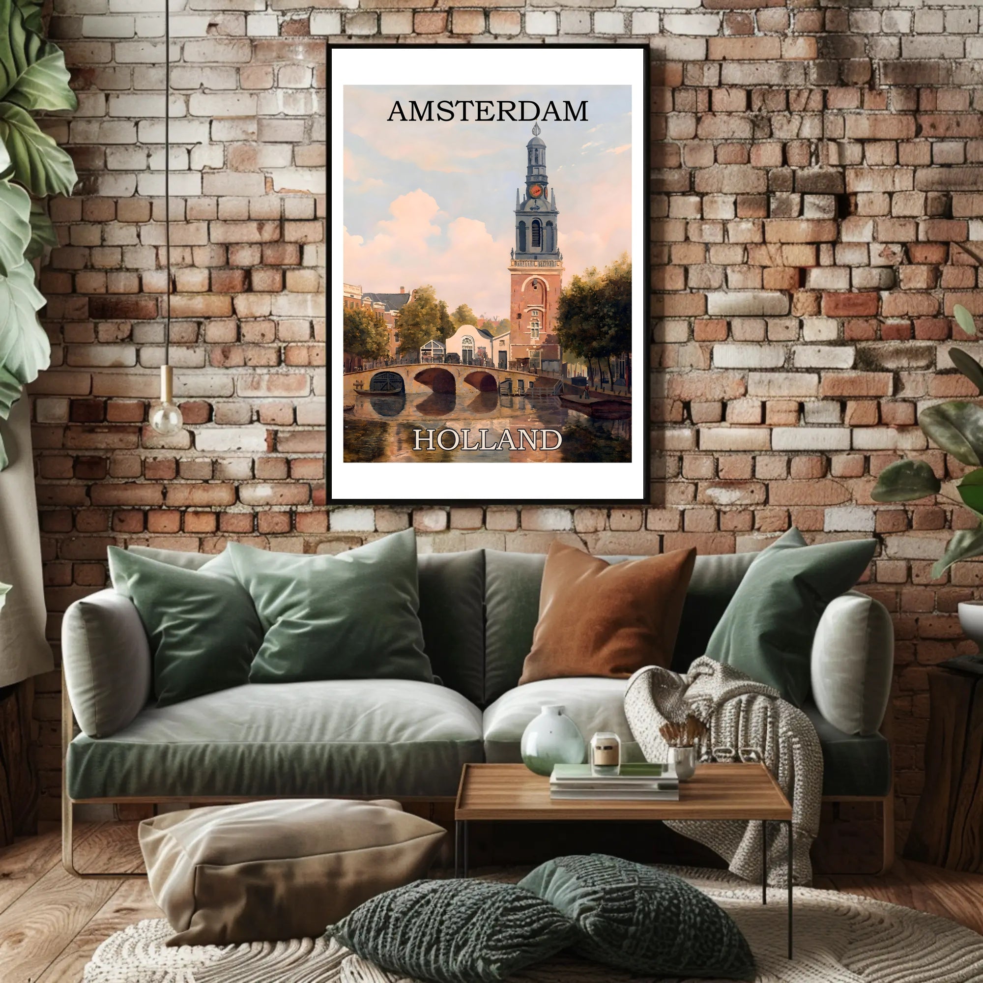 Amsterdam Canal and Bridge Travel Poster PosterGoat