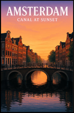 Amsterdam Canal at Sunset Poster PosterGoat