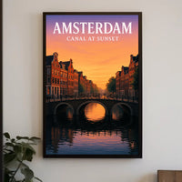 Amsterdam Canal at Sunset Poster PosterGoat