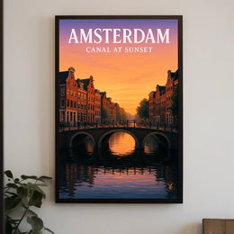 Amsterdam Canal at Sunset Poster PosterGoat