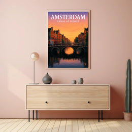 Amsterdam Canal at Sunset Poster PosterGoat