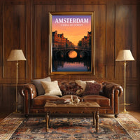 Amsterdam Canal at Sunset Poster PosterGoat